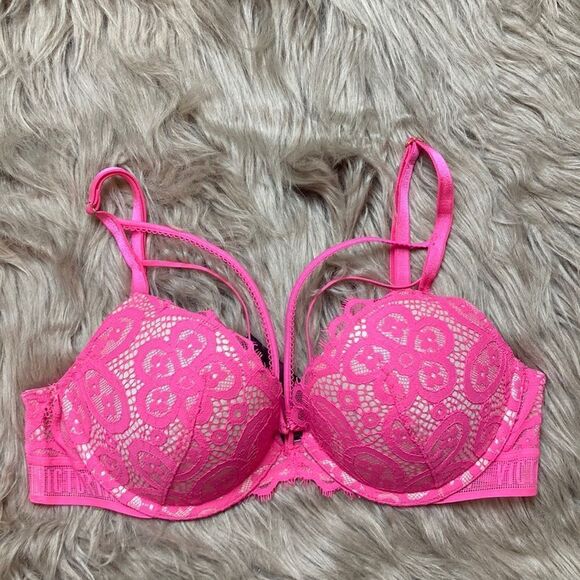 Victoria's Secret Other - Victoria’s Secret Lace/Mesh Very Sexy Push up Bra - Lace Hot Pink